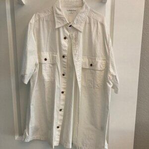 Croft & Barrow Men Collared Button Up Cotton Large White shirt